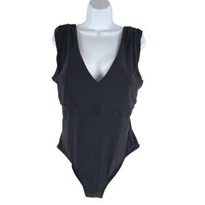 Summersalt‎ One Piece Swimsuit Womens Size 14 Black Solid V-Neck Beach SW-2093